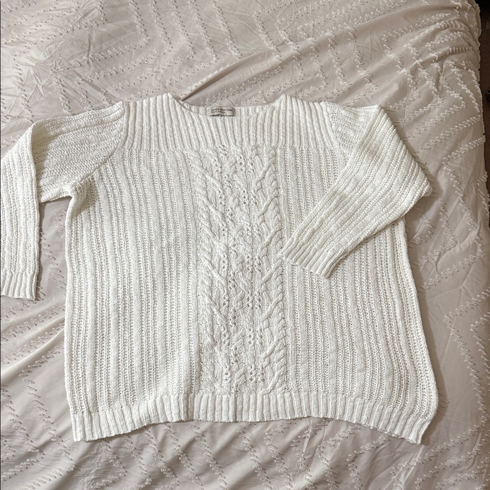 Jones New York Cream Cable Knit Sweater